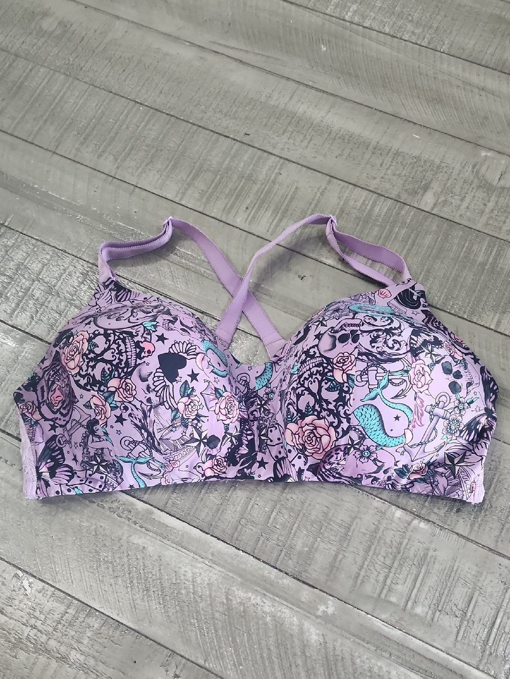 Lilac Floral & Nautical Print T-Shirt Bra